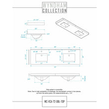 Load image into Gallery viewer, Wyndham Collection WCV232372DWGC2UNSMXX Avery 72 Inch Double Bathroom Vanity in White, Light-Vein Carrara Cultured Marble Countertop, Undermount Square Sinks, Brushed Gold Trim