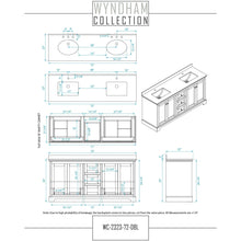 Load image into Gallery viewer, Wyndham Collection WCV232372DWHCMUNSMXX Avery 72 Inch Double Bathroom Vanity in White, White Carrara Marble Countertop, Undermount Square Sinks, and No Mirror