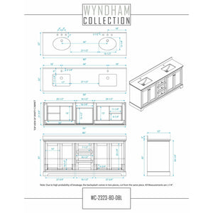 Wyndham Collection WCV232380DWGCMUNOM70 Avery 80 Inch Double Bathroom Vanity in White, White Carrara Marble Countertop, Undermount Oval Sinks, 70 Inch Mirror, Brushed Gold Trim