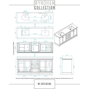 Wyndham Collection WCV232380DKGCMUNOMXX Avery 80 Inch Double Bathroom Vanity in Dark Gray, White Carrara Marble Countertop, Undermount Oval Sinks, and No Mirror