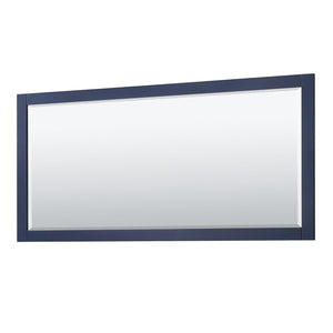 Wyndham Collection WCV232380DBLWCUNSM70 Avery 80 Inch Double Bathroom Vanity in Dark Blue, White Cultured Marble Countertop, Undermount Square Sinks, 70 Inch Mirror