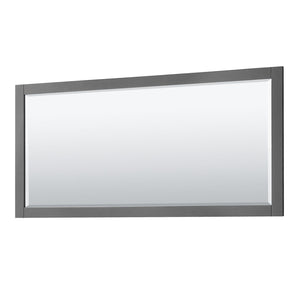 Wyndham Collection WCV232372DKGWCUNSM70 Avery 72 Inch Double Bathroom Vanity in Dark Gray, White Cultured Marble Countertop, Undermount Square Sinks, 70 Inch Mirror