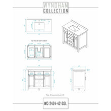Load image into Gallery viewer, Wyndham Collection WCG242442SWHCCUNSMXX Beckett 42 Inch Single Bathroom Vanity in White, Carrara Cultured Marble Countertop, Undermount Square Sink, No Mirror