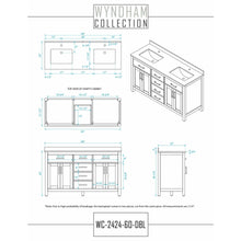 Load image into Gallery viewer, Wyndham Collection WCG242460DWGCCUNSMXX Beckett 60 Inch Double Bathroom Vanity in White, Carrara Cultured Marble Countertop, Undermount Square Sinks, Brushed Gold Trim