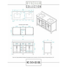 Load image into Gallery viewer, Wyndham Collection WCG242460DWHCCUNSMXX Beckett 60 Inch Double Bathroom Vanity in White, Carrara Cultured Marble Countertop, Undermount Square Sinks, No Mirror