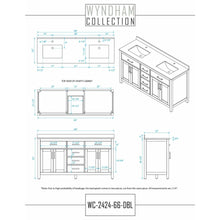 Load image into Gallery viewer, Wyndham Collection WCG242466DBLWCUNSMXX Beckett 66 Inch Double Bathroom Vanity in Dark Blue, White Cultured Marble Countertop, Undermount Square Sinks, No Mirror