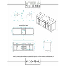 Load image into Gallery viewer, Wyndham Collection WCG242472DWBCCUNSMXX Beckett 72 Inch Double Bathroom Vanity in White, Carrara Cultured Marble Countertop, Undermount Square Sinks, Matte Black Trim