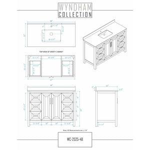 Wyndham Collection WCV252548SWGCMUNSMED Daria 48 Inch Single Bathroom Vanity in White, White Carrara Marble Countertop, Undermount Square Sink, Medicine Cabinet, Brushed Gold Trim