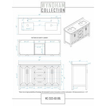 Load image into Gallery viewer, Wyndham Collection WCV252560DWGCXSXXM58 Daria 60 Inch Double Bathroom Vanity in White, No Countertop, No Sink, 58 Inch Mirror, Brushed Gold Trim