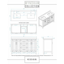 Load image into Gallery viewer, Wyndham Collection WCV252560DWGCMUNSM58 Daria 60 Inch Double Bathroom Vanity in White, White Carrara Marble Countertop, Undermount Square Sinks, 58 Inch Mirror, Brushed Gold Trim