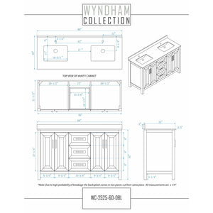 Wyndham Collection WCV252560DWGWCUNSMXX Daria 60 Inch Double Bathroom Vanity in White, White Cultured Marble Countertop, Undermount Square Sinks, Brushed Gold Trim
