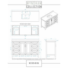 Load image into Gallery viewer, Wyndham Collection WCV252560SWGCMUNSM58 Daria 60 Inch Single Bathroom Vanity in White, White Carrara Marble Countertop, Undermount Square Sink, 58 Inch Mirror, Brushed Gold Trim