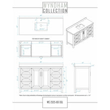 Load image into Gallery viewer, Wyndham Collection WCV252560SWGC2UNSMXX Daria 60 Inch Single Bathroom Vanity in White, Light-Vein Carrara Cultured Marble Countertop, Undermount Square Sink, Brushed Gold Trim