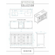 Load image into Gallery viewer, Wyndham Collection WCV252572DWGCMUNSM24 Daria 72 Inch Double Bathroom Vanity in White, White Carrara Marble Countertop, Undermount Square Sinks, 24 Inch Mirrors, Brushed Gold Trim