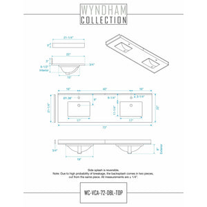 Wyndham Collection WCV252572DWGWCUNSMXX Daria 72 Inch Double Bathroom Vanity in White, White Cultured Marble Countertop, Undermount Square Sinks, Brushed Gold Trim