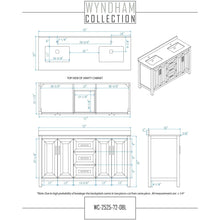 Load image into Gallery viewer, Wyndham Collection WCV252572DDEWCUNSMXX Daria 72 Inch Double Bathroom Vanity in Dark Espresso, White Cultured Marble Countertop, Undermount Square Sinks, No Mirror