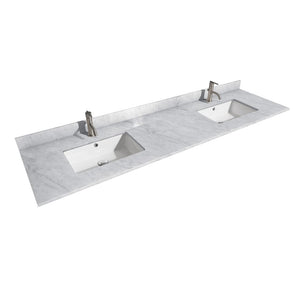 Wyndham Collection WCV252580DWHCMUNSM70 Daria 80 Inch Double Bathroom Vanity in White, White Carrara Marble Countertop, Undermount Square Sinks, and 70 Inch Mirror