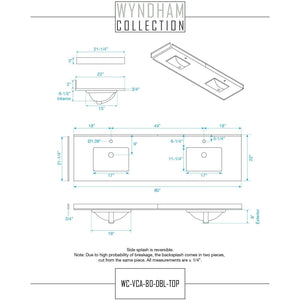Wyndham Collection WCV252580DDEWCUNSMXX Daria 80 Inch Double Bathroom Vanity in Dark Espresso, White Cultured Marble Countertop, Undermount Square Sinks, No Mirror