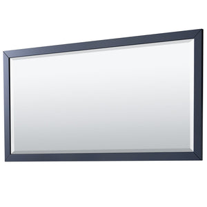 Wyndham Collection WCV252580DBLC2UNSM70 Daria 80 Inch Double Bathroom Vanity in Dark Blue, Light-Vein Carrara Cultured Marble Countertop, Undermount Square Sinks, 70 Inch Mirror