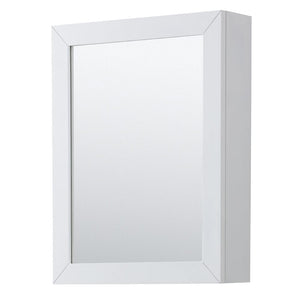 Wyndham Collection WCV252580DWHCMUNSMED Daria 80 Inch Double Bathroom Vanity in White, White Carrara Marble Countertop, Undermount Square Sinks, and Medicine Cabinets