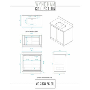 Wyndham Collection WCF282836SLBCMUNSMXX Maroni 36 Inch Single Bathroom Vanity in Light Straw, White Carrara Marble Countertop, Undermount Square Sink, Matte Black Trim