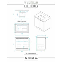 Load image into Gallery viewer, Wyndham Collection WCF282836SLSC2UNSMXX Maroni 36 Inch Single Bathroom Vanity in Light Straw, Light-Vein Carrara Cultured Marble Countertop, Undermount Square Sink