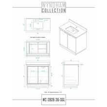 Load image into Gallery viewer, Wyndham Collection WCF282836SLSWCUNSMXX Maroni 36 Inch Single Bathroom Vanity in Light Straw, White Cultured Marble Countertop, Undermount Square Sink