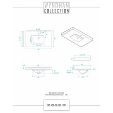 Load image into Gallery viewer, Wyndham Collection WCF282836SLSWCUNSMXX Maroni 36 Inch Single Bathroom Vanity in Light Straw, White Cultured Marble Countertop, Undermount Square Sink