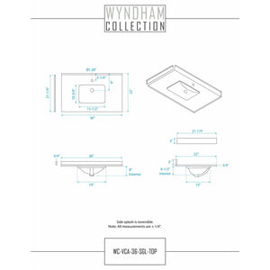 Wyndham Collection WCF282836SLSWCUNSMXX Maroni 36 Inch Single Bathroom Vanity in Light Straw, White Cultured Marble Countertop, Undermount Square Sink