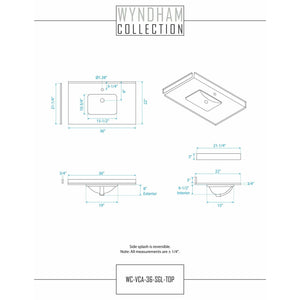 Wyndham Collection WCF282836SLBWCUNSMXX Maroni 36 Inch Single Bathroom Vanity in Light Straw, White Cultured Marble Countertop, Undermount Square Sink, Matte Black Trim