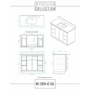 Wyndham Collection WCF282842SLBCMUNSMXX Maroni 42 Inch Single Bathroom Vanity in Light Straw, White Carrara Marble Countertop, Undermount Square Sink, Matte Black Trim
