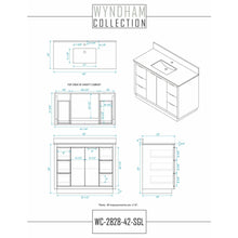 Load image into Gallery viewer, Wyndham Collection WCF282842SLSC2UNSMXX Maroni 42 Inch Single Bathroom Vanity in Light Straw, Light-Vein Carrara Cultured Marble Countertop, Undermount Square Sink