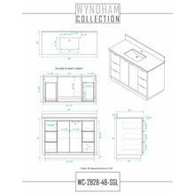 Load image into Gallery viewer, Wyndham Collection WCF282848SLSWCUNSMXX Maroni 48 Inch Single Bathroom Vanity in Light Straw, White Cultured Marble Countertop, Undermount Square Sink