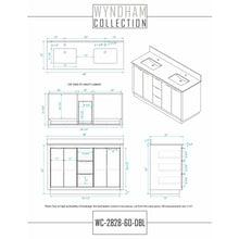 Load image into Gallery viewer, Wyndham Collection WCF282860DLBCMUNSMXX Maroni 60 Inch Double Bathroom Vanity in Light Straw, White Carrara Marble Countertop, Undermount Square Sinks, Matte Black Trim