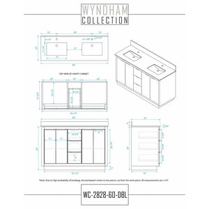 Wyndham Collection WCF282860DLSC2UNSMXX Maroni 60 Inch Double Bathroom Vanity in Light Straw, Light-Vein Carrara Cultured Marble Countertop, Undermount Square Sinks