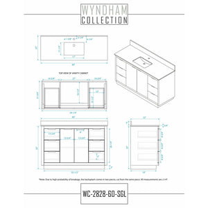 Wyndham Collection WCF282860SLBCMUNSMXX Maroni 60 Inch Single Bathroom Vanity in Light Straw, White Carrara Marble Countertop, Undermount Square Sink, Matte Black Trim