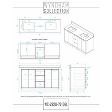 Load image into Gallery viewer, Wyndham Collection WCF282872DLBC2UNSMXX Maroni 72 Inch Double Bathroom Vanity in Light Straw, Light-Vein Carrara Cultured Marble Countertop, Undermount Square Sinks, Matte Black Trim