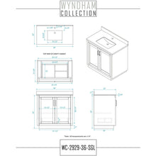Load image into Gallery viewer, Wyndham Collection WCF292936SKGWCUNSMXX Miranda 36 Inch Single Bathroom Vanity in Dark Gray, White Cultured Marble Countertop, Undermount Square Sink, Brushed Nickel Trim