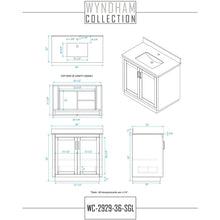 Load image into Gallery viewer, Wyndham Collection WCF292936SWGWCUNSM34 Miranda 36 Inch Single Bathroom Vanity in White, White Cultured Marble Countertop, Undermount Square Sink, Brushed Gold Trim, 34 Inch Mirror