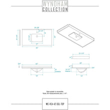 Load image into Gallery viewer, Wyndham Collection WCF292942SBLC2UNSM34 Miranda 42 Inch Single Bathroom Vanity in Dark Blue, Light-Vein Carrara Cultured Marble Countertop, Undermount Square Sink, Brushed Gold Trim, 34 Inch Mirror