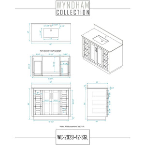 Wyndham Collection WCF292942SBLCXSXXMXX Miranda 42 Inch Single Bathroom Vanity in Dark Blue, No Countertop, No Sink, Brushed Gold Trim