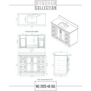 Wyndham Collection WCF292948SWHCXSXXMXX Miranda 48 Inch Single Bathroom Vanity in White, No Countertop, No Sink, Brushed Nickel Trim