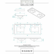 Load image into Gallery viewer, Wyndham Collection WCF292960DWBC2UNSM58 Miranda 60 Inch Double Bathroom Vanity in White, Light-Vein Carrara Cultured Marble Countertop, Undermount Square Sinks, Matte Black Trim, 58 Inch Mirror