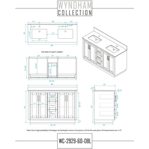 Wyndham Collection WCF292960DWGCMUNSMXX Miranda 60 Inch Double Bathroom Vanity in White, White Carrara Marble Countertop, Undermount Square Sinks, Brushed Gold Trim
