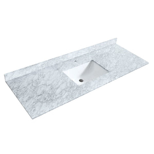 Wyndham Collection WCF292960SBLCMUNSM58 Miranda 60 Inch Single Bathroom Vanity in Dark Blue, White Carrara Marble Countertop, Undermount Square Sink, Brushed Gold Trim, 58 Inch Mirror