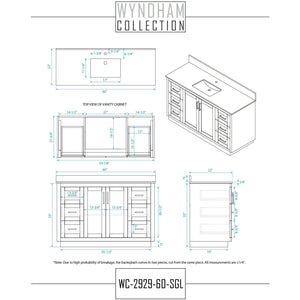 Wyndham Collection WCF292960SWHWCUNSM58 Miranda 60 Inch Single Bathroom Vanity in White, White Cultured Marble Countertop, Undermount Square Sink, Brushed Nickel Trim, 58 Inch Mirror