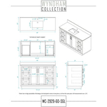 Load image into Gallery viewer, Wyndham Collection WCF292960SWGC2UNSMXX Miranda 60 Inch Single Bathroom Vanity in White, Light-Vein Carrara Cultured Marble Countertop, Undermount Square Sink, Brushed Gold Trim
