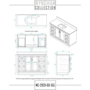 Wyndham Collection WCF292960SWHCMUNSMXX Miranda 60 Inch Single Bathroom Vanity in White, White Carrara Marble Countertop, Undermount Square Sink, Brushed Nickel Trim