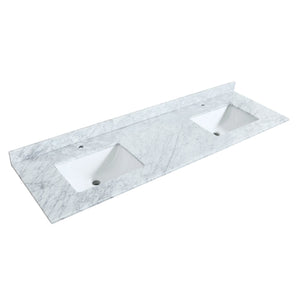 Wyndham Collection WCF292972DWBCMUNSM70 Miranda 72 Inch Double Bathroom Vanity in White, White Carrara Marble Countertop, Undermount Square Sinks, Matte Black Trim, 70 Inch Mirror
