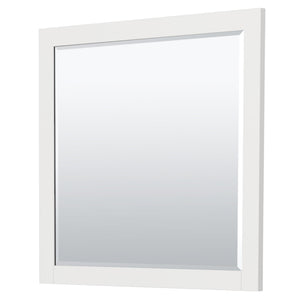 Wyndham Collection WCF292936SWGC2UNSM34 Miranda 36 Inch Single Bathroom Vanity in White, Light-Vein Carrara Cultured Marble Countertop, Undermount Square Sink, Brushed Gold Trim, 34 Inch Mirror